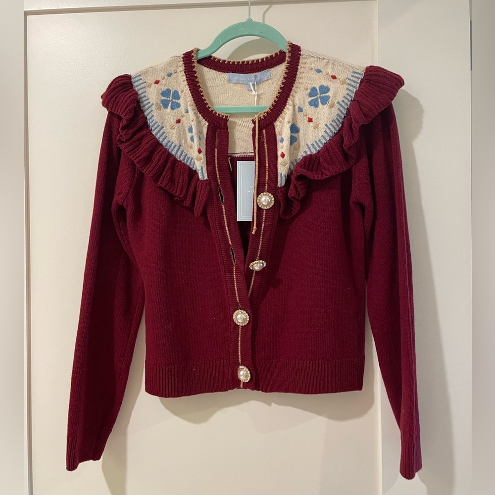 NWT Hill House Burgundy Desk Sweater, XS Read Description